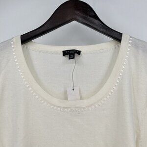 Talbots Petites Ivory Embellished Sleeveless Sweater Tank Top XLP Extra Large Pe